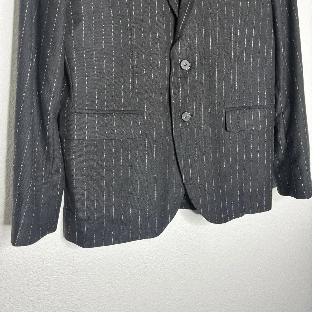 The Kooples Men's Wool Blend Black Pinstriped Blazer 48 NWT